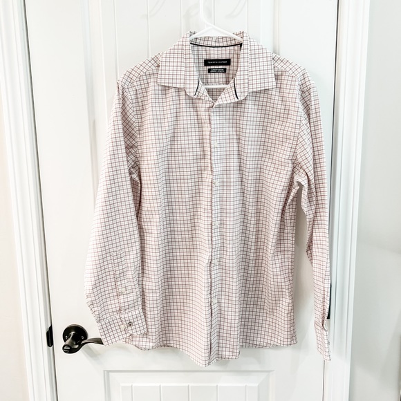 Tommy Hilfiger Red Plaid Collared Long Sleeve Button Down Shirt Size 16.5 - Picture 1 of 7